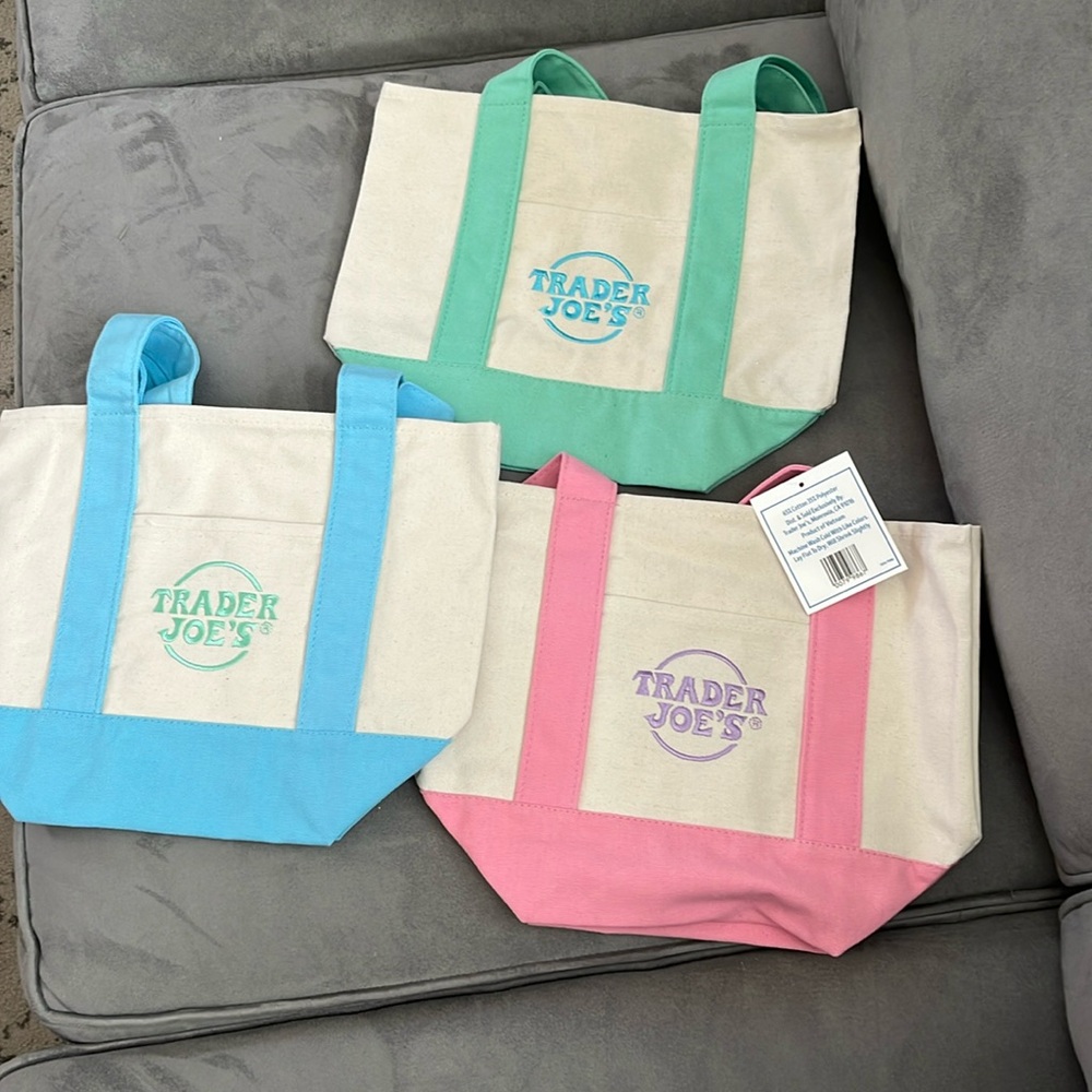 Pastel Tote Bag Set - Pink, Blue, Green
